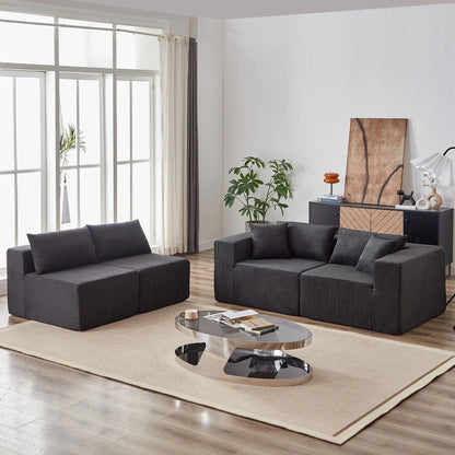 2026 NEW 104-Inch Corduroy Modular L Shaped Sectional Sofa,Luxury Floor Couch Set,Upholstered Indoor Furniture,Foam-Filled Compressed Sofa for Living Room,Bedroom,4 PC Free Combination