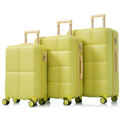 2026 NEW Luggage Set of 3, 20-inch with USB Port, Airline Certified Carry-on Luggage with Cup Holder, ABS Hard Shell Luggage with Spinner Wheels, white