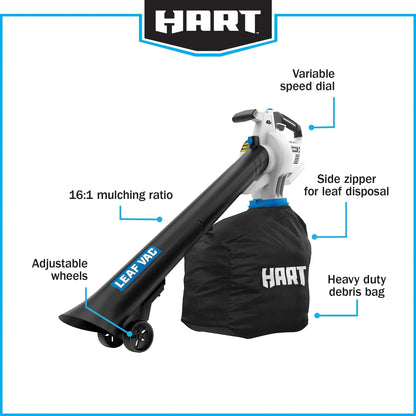 2026 NEW HART 40V Cordless Leaf Vacuum Kit, (1) 4.0Ah Lithium-Ion Battery