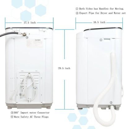 2026 NEW Compact Washing Machine, KAPAS Fully Automatic 2-in-1 Washer & Dryer Machine with 8 lbs. Capacity Top Load Tub Washer in White
