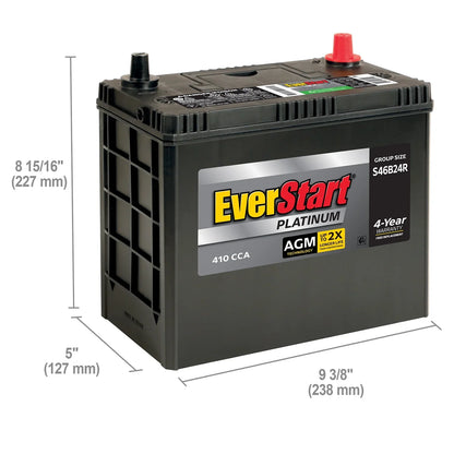 2026 NEW EverStart Platinum AGM BOXED Automotive Battery, Group Size S46B24R 12 Volt, 410 CCA