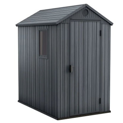 2026 NEW Keter Darwin 4' x 6' Outdoor Garden Tool Storage Shed w/ Window, Graphite