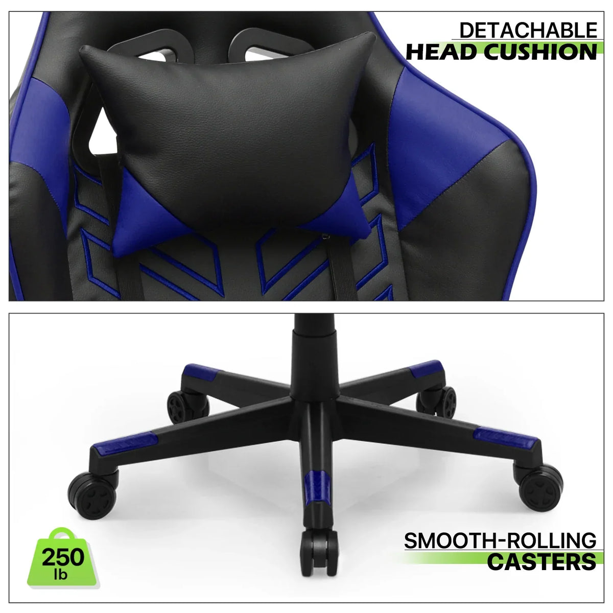 2026 NEW Magshion Ergonomic Gaming Chair, Comfortable Gaming Chair, Computer Chair Leather Desk Chair Adjustable Swivel Gaming Office Chair, Blue