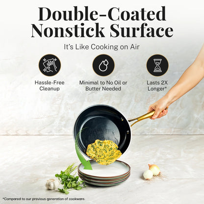 2026 NEW Gotham Steel 15 Pc Ceramic Cookware Set Nonstick, Ceramic Pots and Pans Set Non Stick with Steamer & Cooking Utensils, Non Toxic, Premium Stay Cool Handles, Oven & Dishwasher Safe, Blue