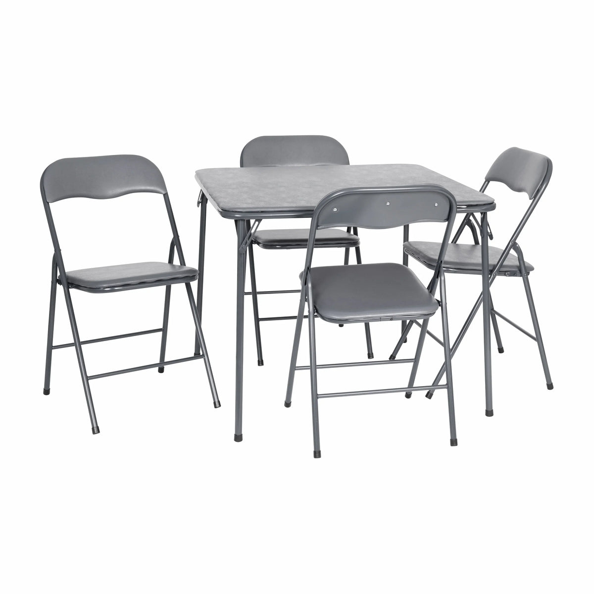 2026 NEW Emma + Oliver 5 Piece Black Folding Game Room Card Table and Chair Set