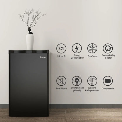 2026 NEW Costway 3.2 Cu.Ft. Compact Refrigerator Mini Dorm Small Fridge Freezer Reversible Door