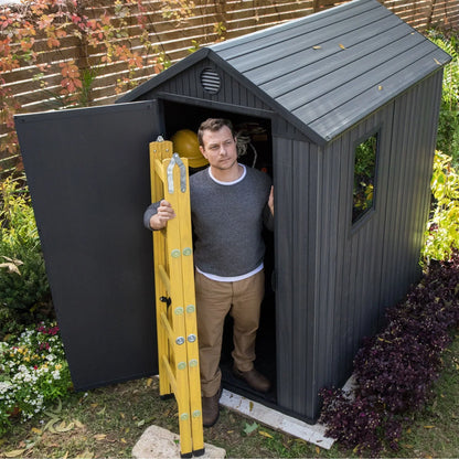 2026 NEW Keter Darwin 4' x 6' Outdoor Garden Tool Storage Shed w/ Window, Graphite