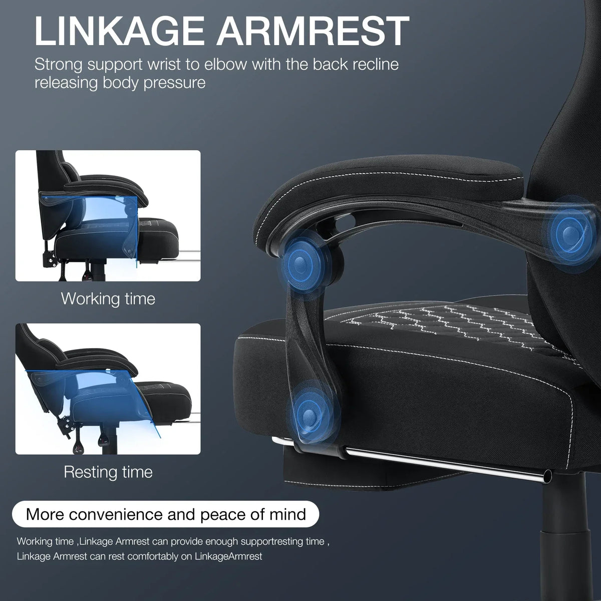 2026 NEW Hoffree Gaming Chair with Massage Fabric Office Chair with footrest for Adults, Ergonomic Gamer Chair with Headrest and Lumbar Support for Office Gaming, 440 LBS