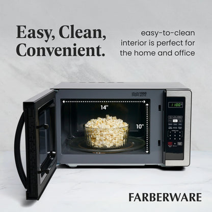2026 NEW Farberware 1.1 Cu. Ft. 1000-Watt Compact Microwave Oven, Black