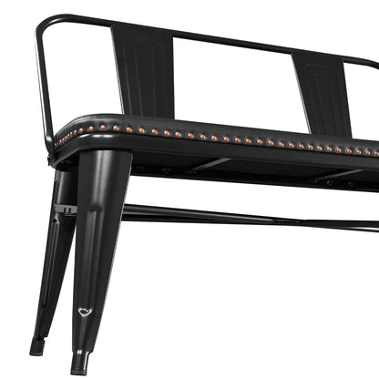 2026 NEW Yaheetech Industrial Metal Dining Bench with Upholstered Seat,Black