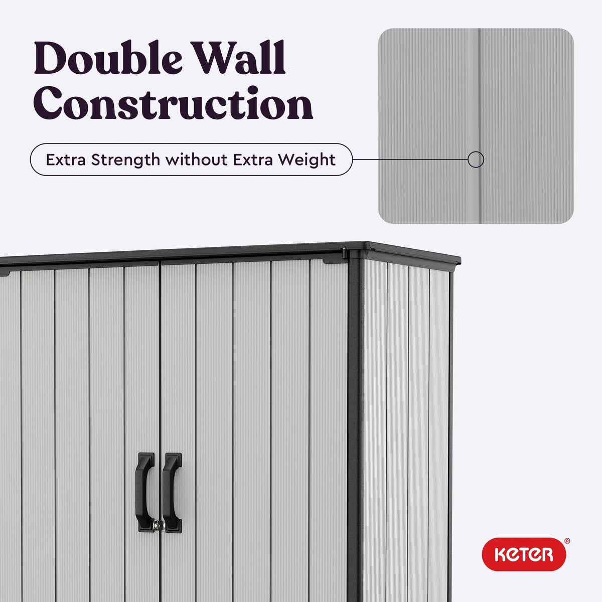 2026 NEW Keter Premier Tall Vertical Durable Resin Outdoor Storage Shed With Floor and Locking Double Doors, Grey