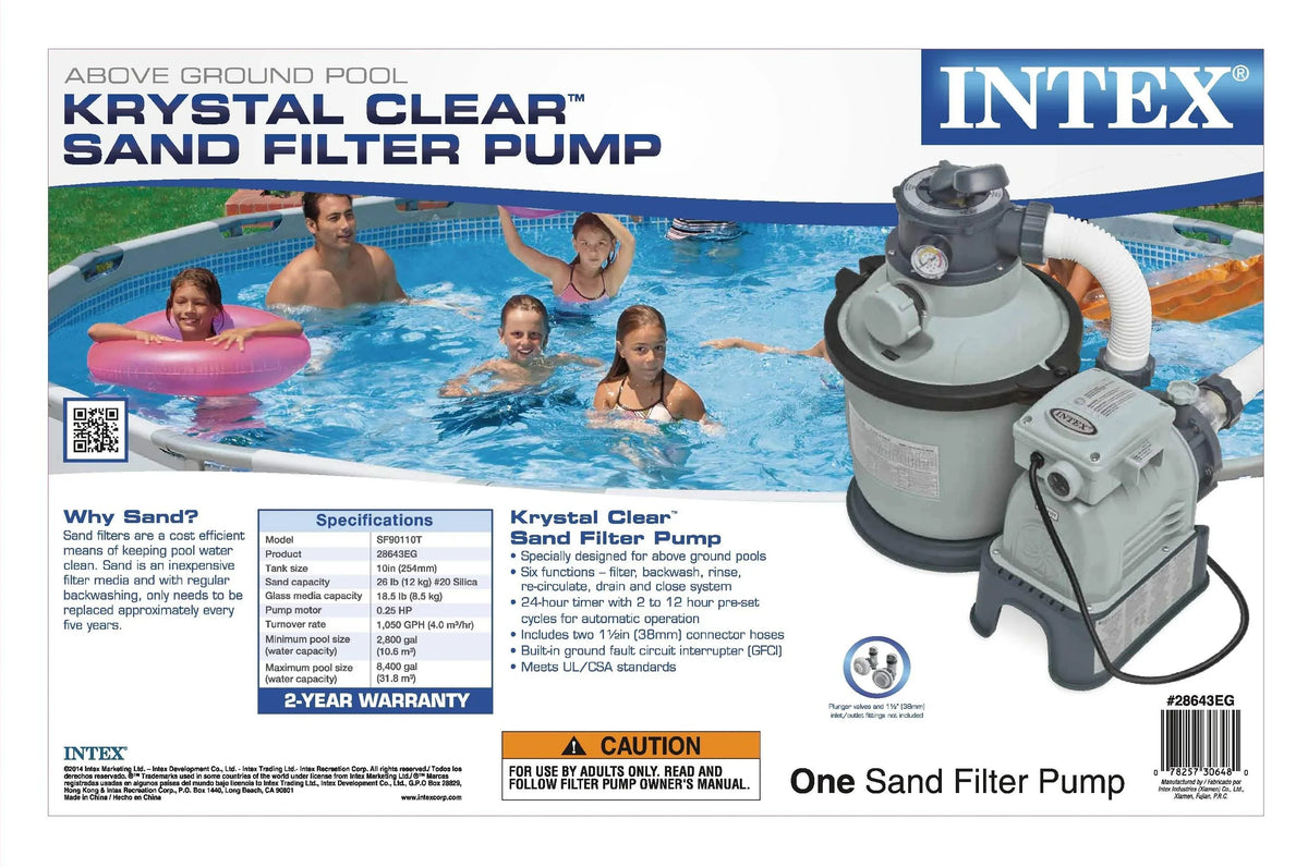 2026 NEW Intex 1200 GPH Krystal Clear Above Ground Pool Sand Filter Pump Set | 28643EG
