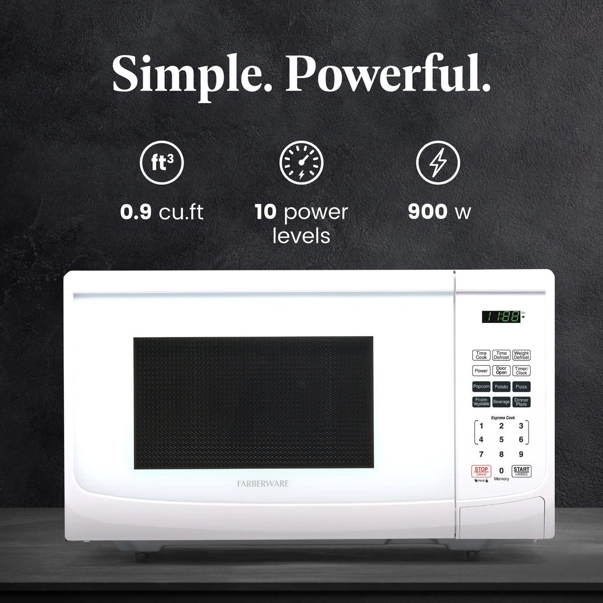 2026 NEW Farberware Classic 0.9 Cu. Ft 900-Watt Microwave Oven, Stainless Steel