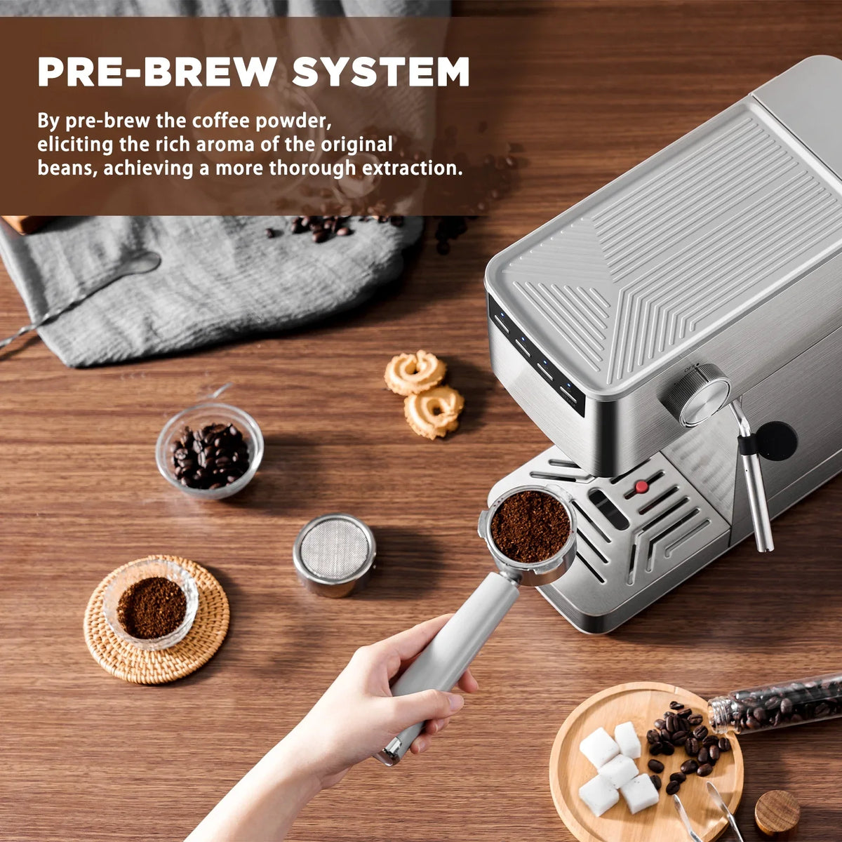 2026 NEW Auertech Espresso Machine Cappuccino Coffee Maker with Milk Frother, Steamer & 41 oz Water Tank, New