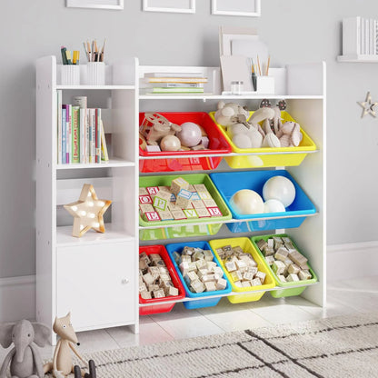 2026 NEW Sturdis Kids Toy Storage Organizer With Bookshelf and White Bins