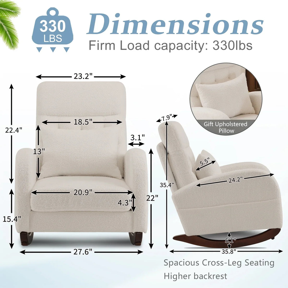 2026 NEW Ktaxon Rocking Accent Chair Glider Reading Chair Comfy Teddy Velvet Upholstered Single Sofa Rocker for Living Room, Nursery, Bedroom Beige