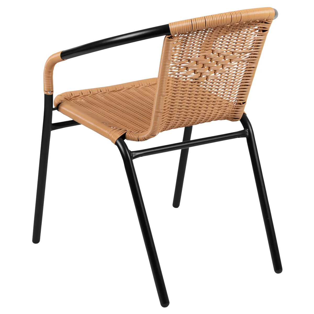 2026 NEW Emma + Oliver Indoor/Outdoor Stacking Rattan Restaurant Patio Chairs, Set of 2, Gray
