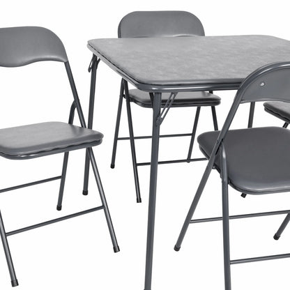 2026 NEW Emma + Oliver 5 Piece Black Folding Game Room Card Table and Chair Set