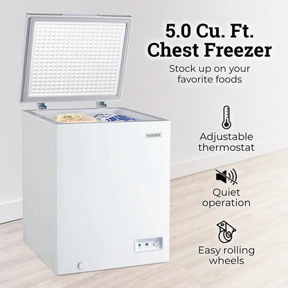 2026 NEW Igloo 5.0 Cu. Ft. Chest Freezer with Removable Basket, -10°F to 10°F, White