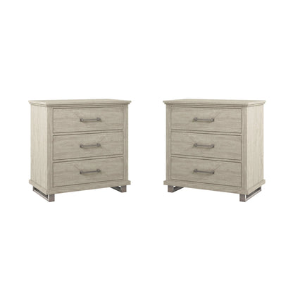 2026 NEW FESTIVO 32 inch Wide 3-Drawer Bedroom Nightstand with Elevated Metal Legs - Beige