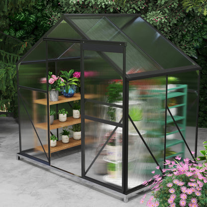 2026 NEW Asofer 6' x 4' Greenhouse for Outdoors, Aluminum Walk-in Green Houses shed with Rain Gutter and Roof Vent for Backyard
