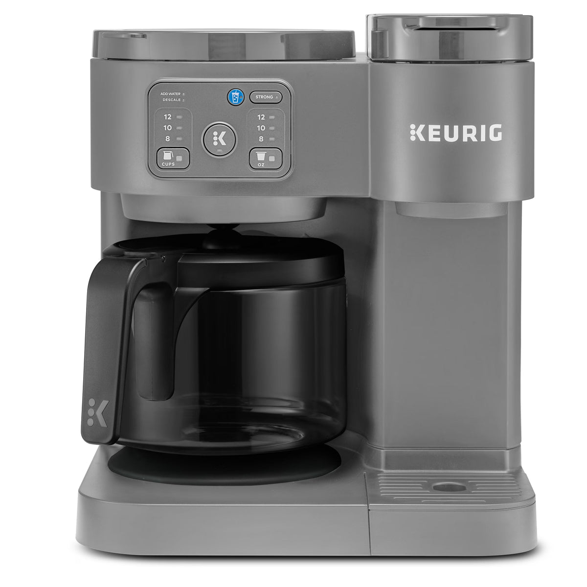 2026 NEW Keurig K-Duo Essentials, Hot & Iced Single-Serve K-Cup Pod Coffee Maker & Carafe, Moonlight Grey