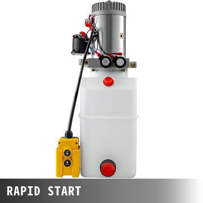 2026 NEW VEVOR 6 Quart Hydraulic Pump Hydraulic Power Unit (Plastic, 6 Quart/Double Action) White
