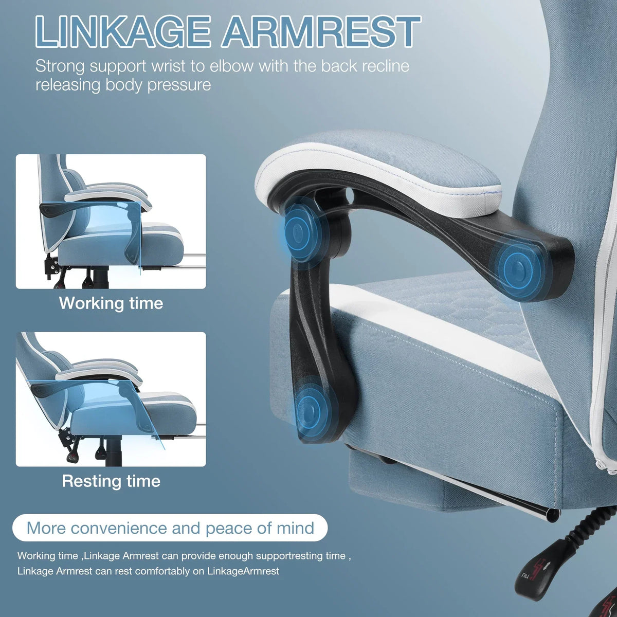 2026 NEW Hoffree Gaming Chair with Massage Fabric Office Chair with footrest for Adults, Ergonomic Gamer Chair with Headrest and Lumbar Support for Office Gaming, 440 LBS