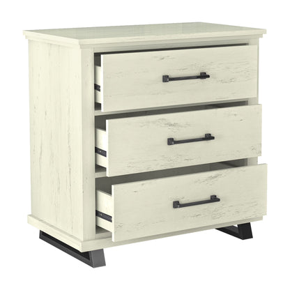 2026 NEW FESTIVO 32 inch Wide 3-Drawer Bedroom Nightstand with Elevated Metal Legs - Beige
