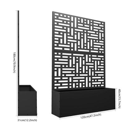 2026 NEW FOOWIN 71'' H Metal Planter with Trellis, Outdoor Raised Garden Bed for Climbing Plants, Trellis Planter Box with Drainage Hole, Black