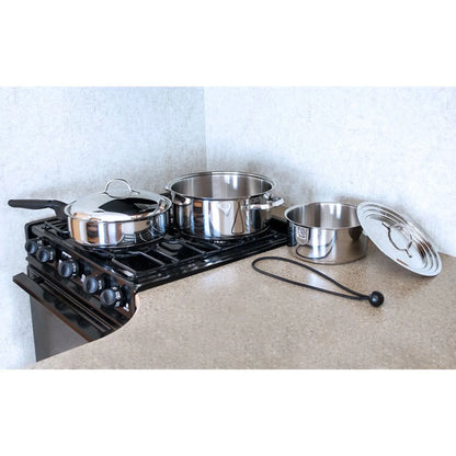 2026 NEW Camco Premium Ceramic Nesting Cookware Set- Non Stick Pans and Pots with Removable Handles, Space Efficient Excellent for RVs and Compact Kitchens