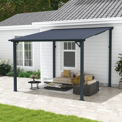 2026 NEW 8' x 10' Outdoor Pergola Gazebo, Lean to Awnings Gazebos, Heavy Duty Hard Top Metal Pergola with Roof, for Patio, Backyard, Decks, Poolside
