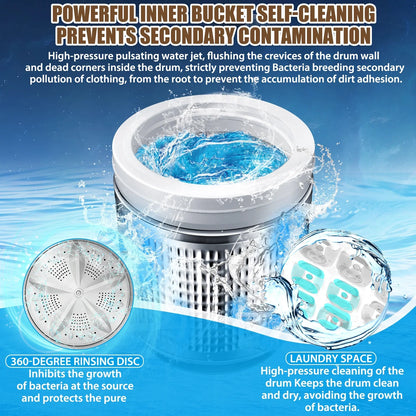 2026 NEW Veeboto Portable Washing Machine, 18.7Lbs Capacity Portable Washer with Drain Pump, 10 Wash Programs/8 Water Levels/LED Display, Full-Automatic Compact Laundry Washer for Apartment, Dorm, Home