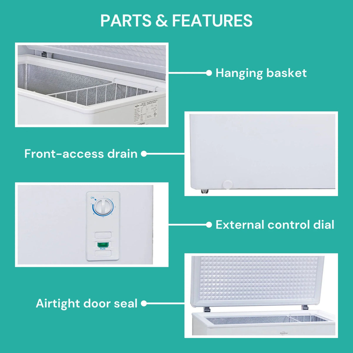 2026 NEW Koolatron Large Chest Freezer, 7.0 cu ft (195L),Manual Defrost Deep Freeze, Storage Basket, Space-Saving Flat Back, Stay-Open Lid, Front-Access Drain, White