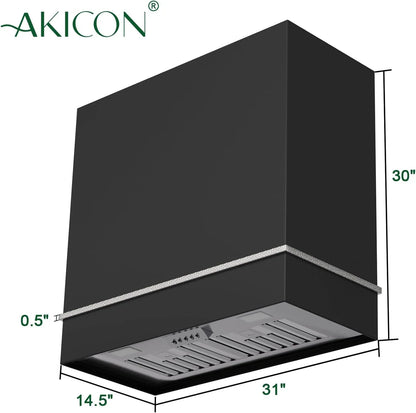 2026 NEW Akicon Range Hood 30 Inch, 600 CFM Ducted Vent Hood, Stainless Steel Box Kitchen Hood with 2 LED Lights, Removable Baffle Filters