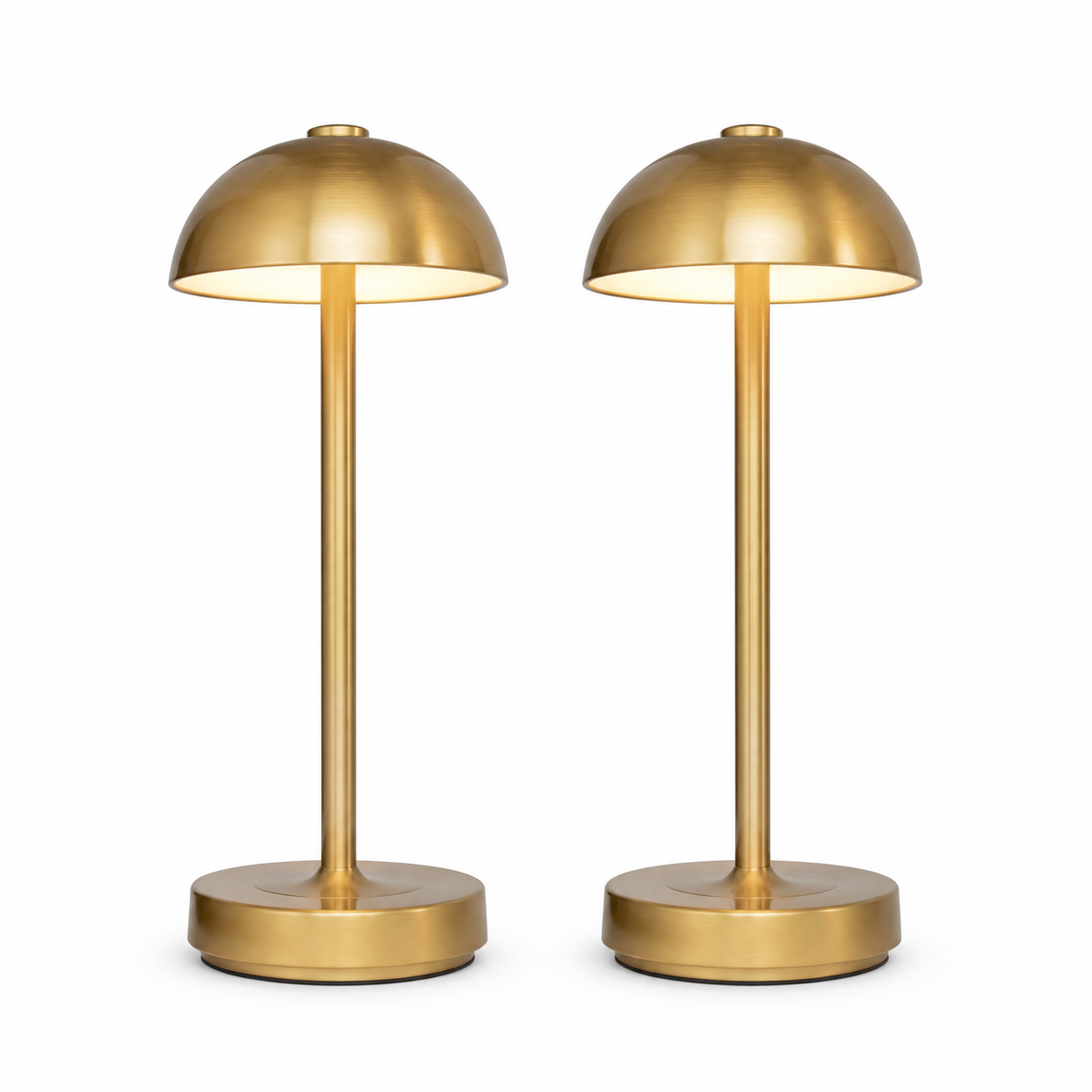 Cordless Rechargeable Table Lamps, Set of 2, Warm Brass, 14 Inch