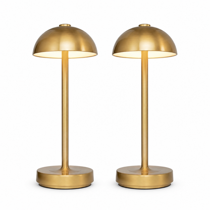 Cordless Rechargeable Table Lamps, Set of 2, Warm Brass, 14 Inch