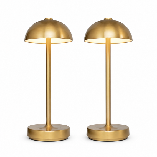 Cordless Rechargeable Table Lamps, Set of 2, Warm Brass, 14 Inch