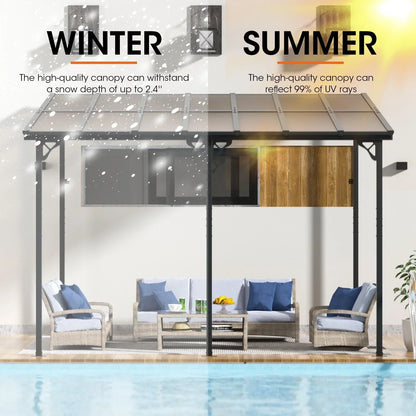 2026 NEW Aoxun 8' x 5' Gazebo for Patio, Gazebo Pergola with Sloped Roof, Grill Gazebo Large Wall-Mounted Heavy Duty Awnings, for Backyard, Deck, Patio