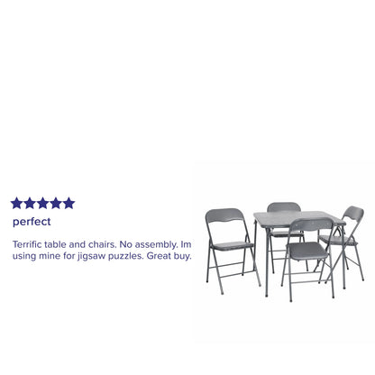 2026 NEW Emma + Oliver 5 Piece Black Folding Game Room Card Table and Chair Set