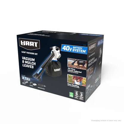 2026 NEW HART 40V Cordless Leaf Vacuum Kit, (1) 4.0Ah Lithium-Ion Battery