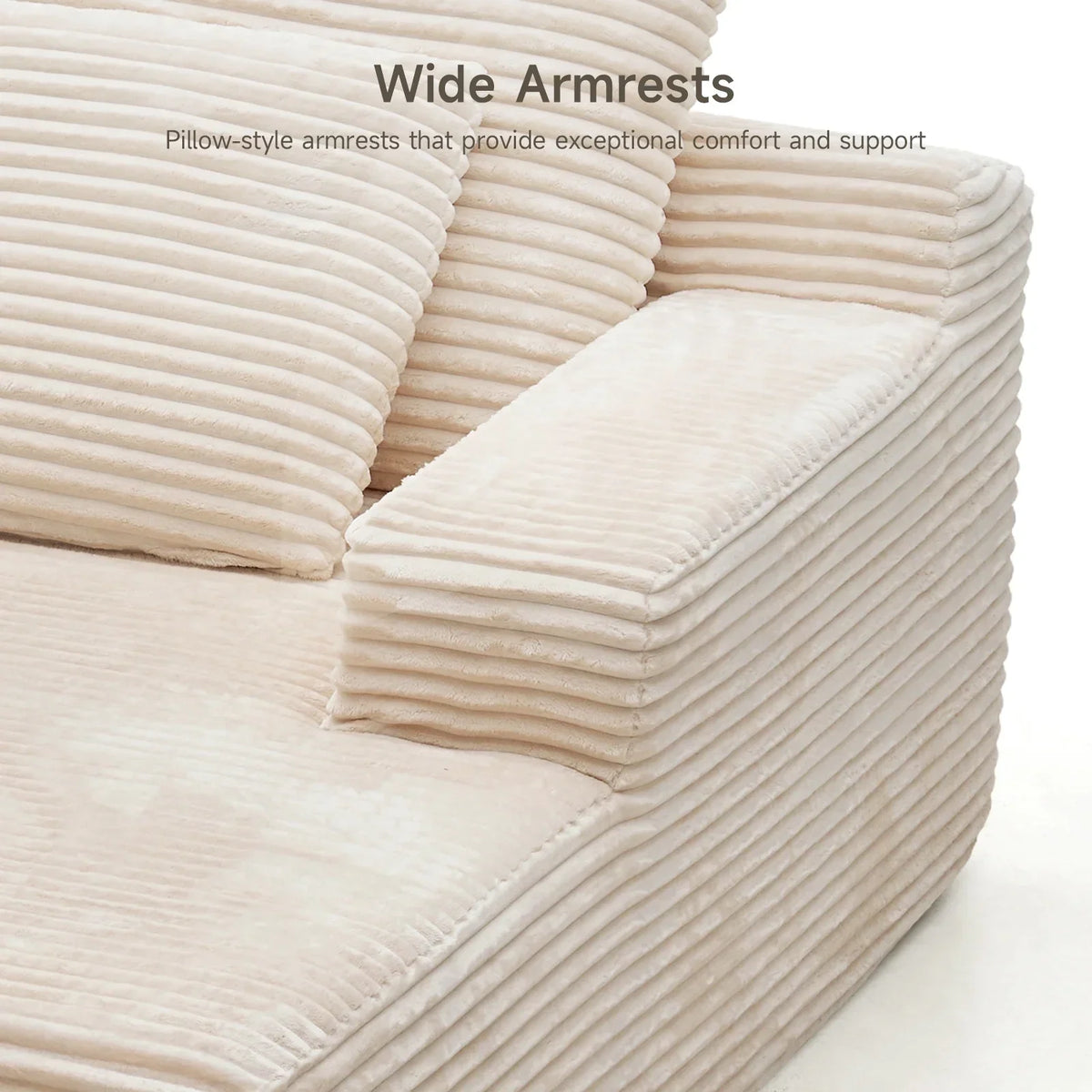 2026 NEW 65" Corduroy Cloud Sleeper Chaise Lounge Chair, No Assembly Sofa Bed with Pillows, Beige