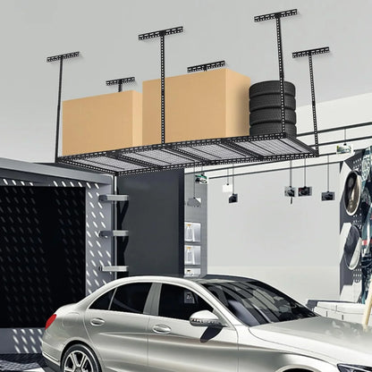 2026 NEW Pinypikaka 4'x8' Overhead Garage Storage Rack, 22"-40" Height Adjustable Ceiling Storage Rack 660lbs Weight Capacity