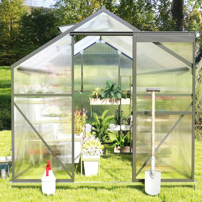 2026 NEW Asofer 6' x 4' Greenhouse for Outdoors, Aluminum Walk-in Green Houses shed with Rain Gutter and Roof Vent for Backyard