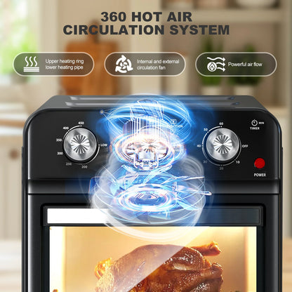 2026 NEW PlumChef 13 Quart 4 Slices Air Fryer Convection Toaster Oven, 1500W, 7 in 1 Multifunction with Roast, Bake, Grill, Broil, Toast, Dehydrate, Defrost