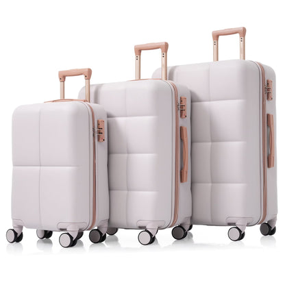 2026 NEW Luggage Set of 3, 20-inch with USB Port, Airline Certified Carry-on Luggage with Cup Holder, ABS Hard Shell Luggage with Spinner Wheels, white