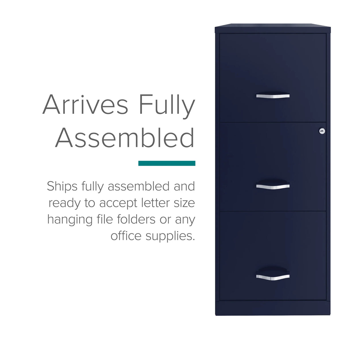 2026 NEW Space Solutions 18" Deep 3 Drawer Smart Letter Width Vertical File Cabinet, Navy