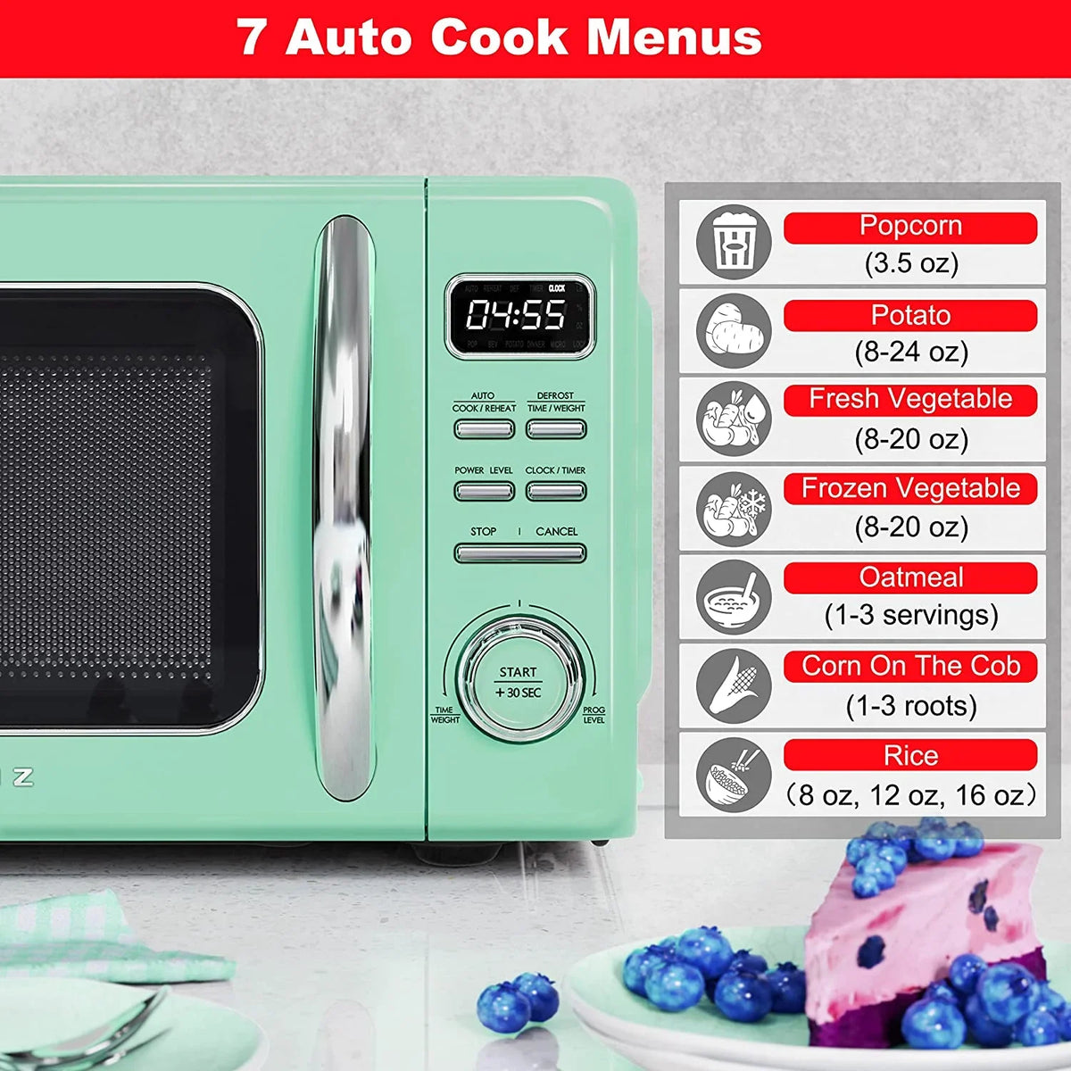 2026 NEW Galanz Retro Countertop Microwave Oven with Auto Cook & Reheat, Defrost, Quick Start Functions, Easy Clean with Glass Turntable, Pull Handle, .9 cu ft, Black