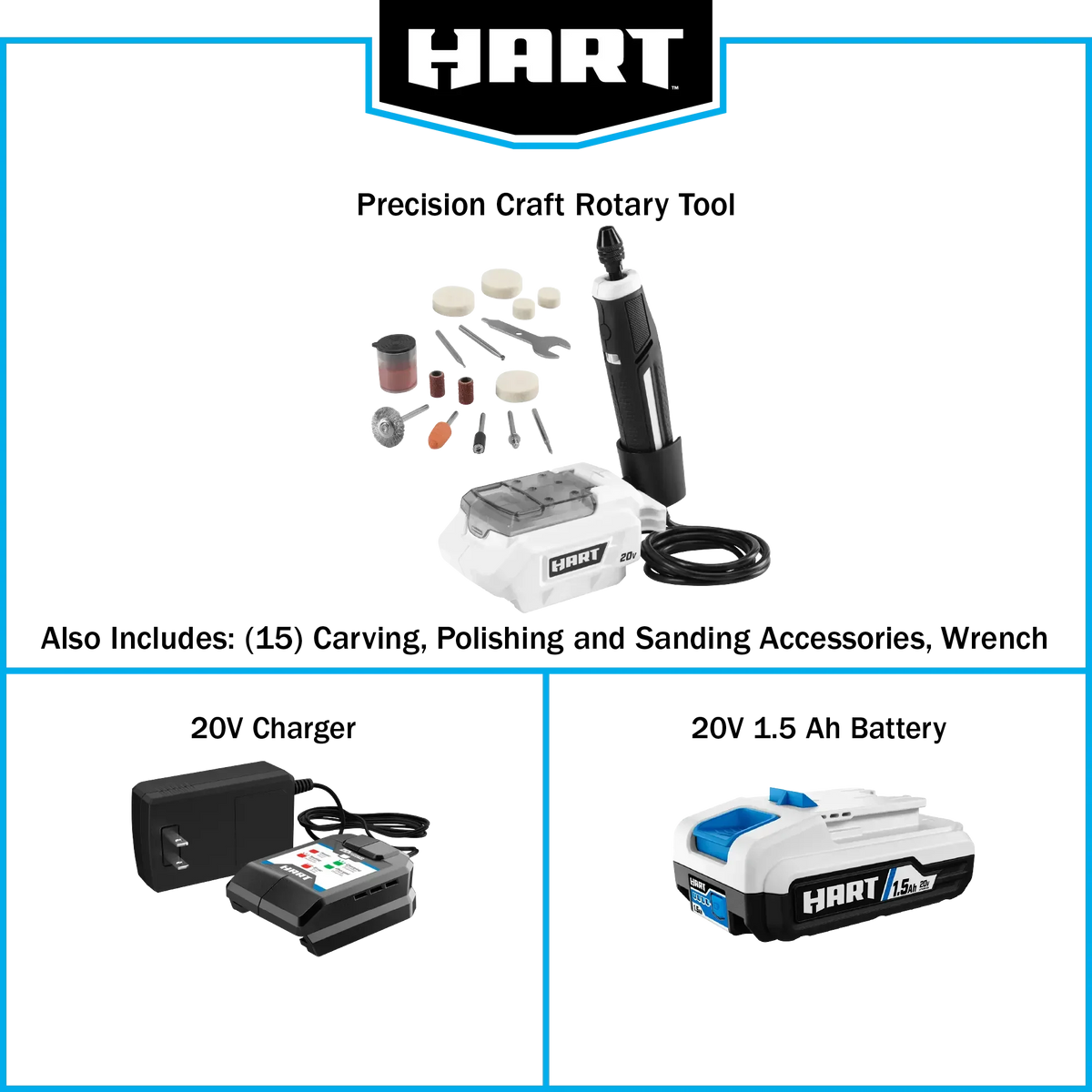 2026 NEW HART 20-Volt Cordless Precision Craft Rotary Tool Kit, Gen2
