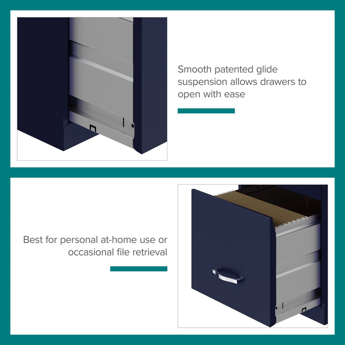 2026 NEW Space Solutions 18" Deep 3 Drawer Smart Letter Width Vertical File Cabinet, Navy